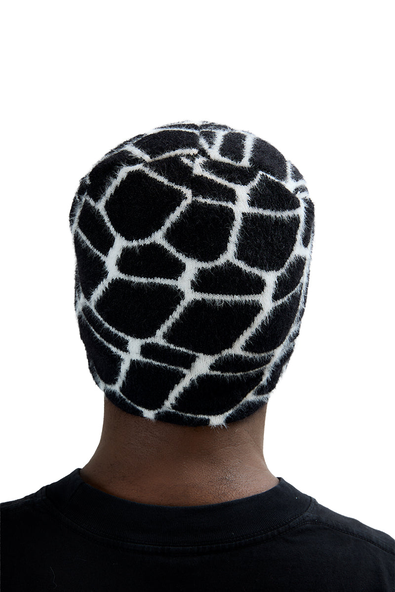Black + White Fuzzy Beanie