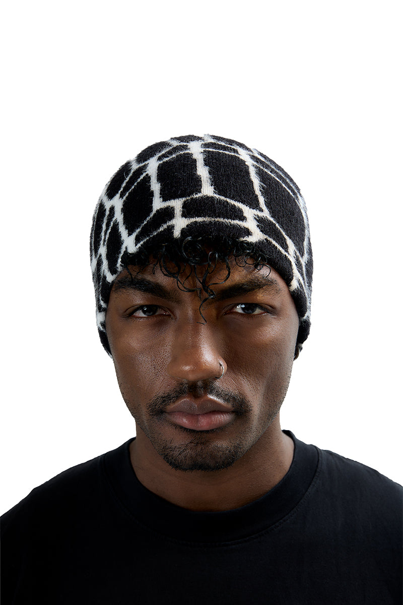Black + White Fuzzy Beanie
