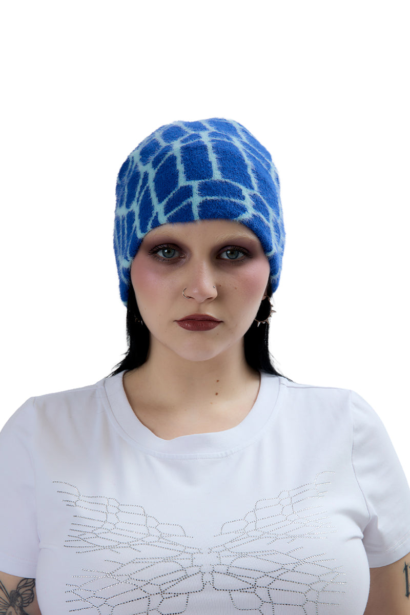 Blue Fuzzy Beanie