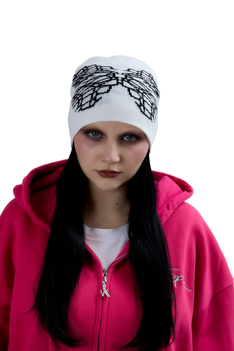 White Butterfly Beanie